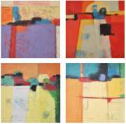2-On Top 7, Celebration of Red, Pieces of Land & Timeless, 2005 RM 6,050.00-SOLD | Mixed media on canvas | 60 x 60 cm x 4 pieces