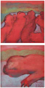 2-RM 1,320.00-SOLD Lot 24 Chan Thim Choy ... rest ...?, 2002 Ink and colour on paper 10 x 10 cm x 2 pieces