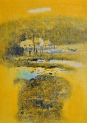 Cheong Soo Pieng Houses on Riverside, 1973 Gouache on paper 67.5 x 47.5 cm