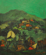 12-View from Salak South Village, Kuala Lumpur, 1964 RM 16,500.00-SOLD | Oil on board | 60 x 50 cm