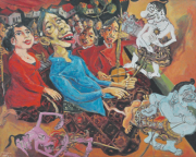 RM 7,700.00-SOLD Lot 83 Faizin (b. Indonesia, 1973) The Dalang, 2008 Oil on canvas I 103 x 123 cm RM 9,000 - 11,000