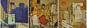 City Life, City Lookout Series - City Lights I, II & III, 2004 RM 3,850.00-SOLD | Mixed media on paper | 35 x 35 cm x 3 pieces