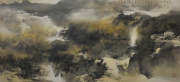 3-Sunrise In Gold Dust, 2011 RM 71,500.00-SOLD | Ink and colour on paper | 68.6 x 152.6 cm