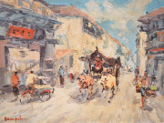 RM 2,800 Ox Cart in Chinatown, Undated Oil on canvas 40 x 50 cm