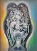 2-Multi Faces, 1989 RM 7,150.00-SOLD | Oil on canvas | 100 x 29 cm
