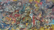 Lee Joo For, The Spirit That Cannot Be Contained, 1980 Mixed media on canvas 144 x 200 cm