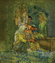 15-Ismail Mat Hussin "Vegetable Seller" (1974) 57cm x 50cm Batik RM32,000