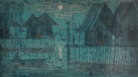 7-Chuah Thean Teng, Dato’, Batik Houses, 1960s,Stilts,53cm x 88cm