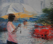 1-Red Car, 2006 RM 5,500.00-SOLD | Acrylic on canvas | 91.5 x 76.5 cm