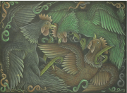 Two Cockerels, 1993 RM 2,750.00-SOLD | Oil on canvas | 42 x 58 cm