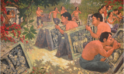 2-Stone Carvers, 2008 RM 4,950.00-SOLD | Oil on canvas | 67 x 116 cm