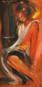 3-Penari, 2011 RM 8,250.00-SOLD | Oil on canvas | 87.5 x 42.5 cm