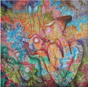 1-Meeting of the Eyes, 2011 RM 25,300.00-SOLD | Oil on canvas | 92 x 92 cm