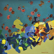 2-Moving Horses, 2000 RM 3,850.00-SOLD | Mixed media on canvas | 79 x 79 cm