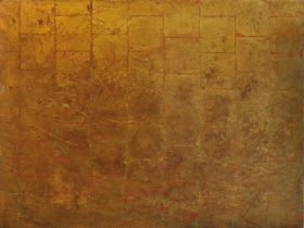 3-Frank Woo, Gold Wave II, 2006, Acrylic and gold leaf on canvas, 91.5 x 122 cm
