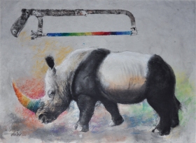 9-Long Thien Shih, Pandarhino, 2013, 55 x 75 cm, Mixed media on paper laid on board RM 9,000