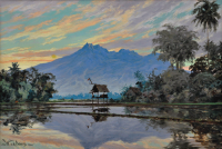 64-Does,-Sawah-Di-Kaki-Gunung-Arjuna,-49.5-x-72.5cm