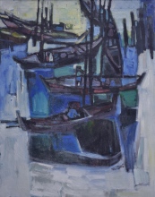 10-Fishing Village, 1978 Oil on Canvas I 60cm x 88 cm 1978 Oil on Canvas