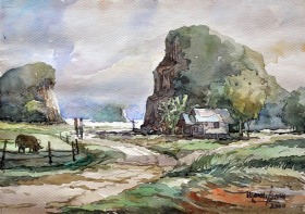 26-Mokhtar Ishak. Imaginary Landscape (2000) 27 cm x 20cm watercolour on paper