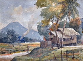 29-Mokhtar Ishak. Imaginary Landscape, (2000) Watercolour on Paper. 27cm x 20cm