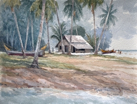 30-Mokhtar Ishak. Imaginary Landscape, (2001) Watercolour on Paper. 17.5cm x 21cm