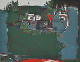 Awang-Damit-Ahmad-EOC-Series-Ting-Ting-Elegi-Anak-Kecil-(1987)-Mixed-Media-on-Canvas-115cm-x-145cm-Setia