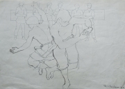 Khalil Ibrahim %22Sepak Takraw%22 (1983) Ink on Paper 25cm x 35.5cm RM 1,000 - 2,500