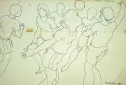 Khalil Ibrahim Ink %22Netball Sketch%22 (1985) Ink on Paper 39 x 26.5 RM 3,800 - 6,000