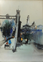 Lot 19-Wan-Soon-Kam-'Singapore-Street-Scene-(1970's)-Acrylic-on-Canvas-