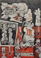 Lot 49-Zulkifli-Yusoff,-I-will-Call-My-Lawyer,-1997,-Acrylic-on-canvas,-213-x-152cm