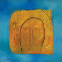 Lot 68-Khoo-Sui-Hoe,-Face-in-Gold,-1996,-Oil-on-canvas,-90-x-90-cm