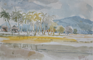 Lot 74-Khalil-Ibrahim-'East-Coast-Landscape'-(2011)-Watercolour-on-Paper-30cm-X-19.5cm-RM-5,800