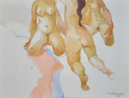 Lot 83-Khalil-Ibrahim-'Nude-Series'-(1984)-Watercolour-on-Paper-26cm-X-35cm