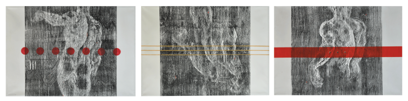 MOHD RADUAN MAN Scentia, Man & Nature Series I, II, II, 2006 Mixed media on canvas 90.5 x 130 x 3 pieces