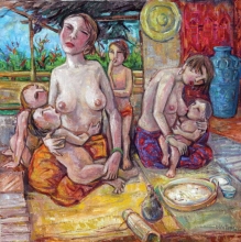 17-In The Village, 2009 92cm x 92cm 2009 Oil on Canvas