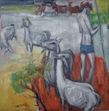 18-In The Village, 2011 92cm x 92cm 2009 Oil on Canvas
