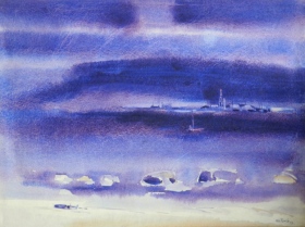 25-Purple World, 1985 58cm x 73cm 1985 Watercolour on Canvas