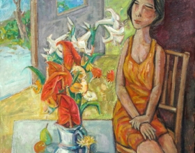 27-She Likes Flowers, 2010 91cm x 91cm 2010 Oil on Canvas