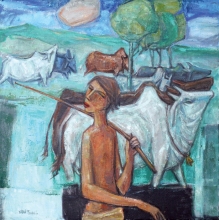 33-Village Life, 2011 90cm x 90cm 2011 Oil on Canvas