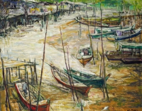 6-Boats, 2002 90cm x 90cm 2002 Oil on Canvas