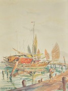3-Penang Harbour with Junks and Sampan, Undated RM 19,800.00-SOLD | Watercolour on paper | 36 x 26.5 cm