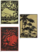 4-(A)Untitled, 1937 (B)Pkok Beringin, 1936 (C)Untitled, 1937 RM 13,440.00-SOLD | Linocut | 17.5 x 12.5 cm
