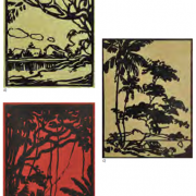 4-(A)Untitled, 1937 (B)Pkok Beringin, 1936 (C)Untitled, 1937 RM 13,440.00-SOLD | Linocut | 17.5 x 12.5 cm