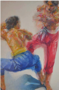 2-Pertarungan,-2010-RM-33,000.00-SOLD-_-Oil-pastel-on-paper-_-73-x-53-cm