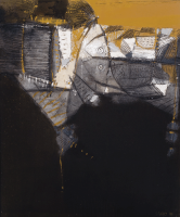 42-Sunaryo-(b.-Indonesia,-1946)-Between-Two-Spheres,-2000--Mixed-media-on-canvas-I-140-x-120cm--RM-50,000---90,000