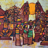 74-Tay-Mo-Leong,-The-Main-Gate,-1974,-Batik,-61-x-91cm