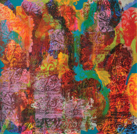 87-Kelvin-Chap,-The-Land-of-the-Headhunters-(Borneo-Series),-2003,-Mixed-media-on-canvas,-131-x-131-cm,-Name,-title-and-dated-on-verso