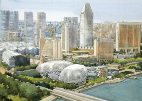 50-Ong-Kim-Seng-_Aerial-View-of-Singapore_-Watercolour-on-Paper
