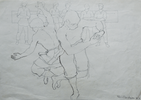 21-Khalil-Ibrahim-'Sepak-Takraw'-(1983)-Ink-on-Paper-25cm-x-35.5cm-RM-1,000---2,500-