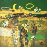 11-Zulkifli-Talha-Green-And-Gold-Khatulistiwa-Acrylic-on-canvas-100-x-100-cm